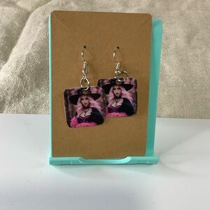 Pink and Black Witch Square Earrings